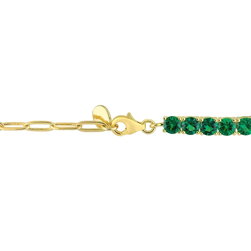 Julianna B Sterling Silver Yellow Plated Green Cubic Zirconia Tennis Bracelet