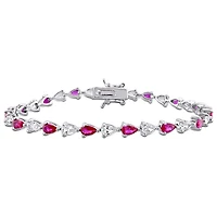 Julianna B Sterling Silver Red Cubic Zirconia & Created White Sapphire Bracelet