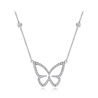 Sterling Silver Cubic Zirconia 19" Butterfly Necklace