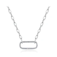 Sterling Silver Cubic Zirconia 19" Paperclip Necklace