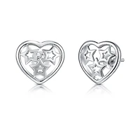 Sterling Silver Heart Star Earrings