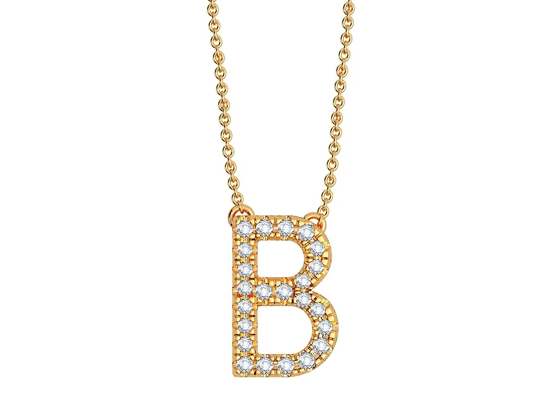 Bella Moda 10K Yellow Gold 0.10CTW Diamond Initial "B" Necklace