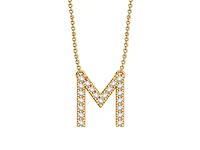 Bella Moda 10K Yellow Gold 0.10CTW Diamond Initial "M" Necklace
