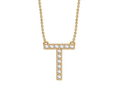 Bella Moda 10K Yellow Gold 0.10CTW Diamond Initial "T" Necklace