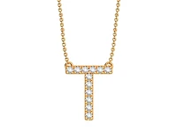Bella Moda 10K Yellow Gold 0.10CTW Diamond Initial "T" Necklace
