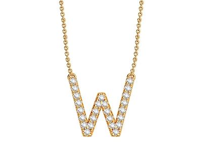 Bella Moda 10K Yellow Gold 0.10CTW Diamond Initial "W" Necklace