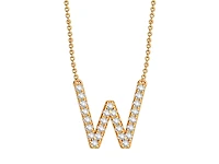 Bella Moda 10K Yellow Gold 0.10CTW Diamond Initial "W" Necklace