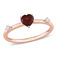 Julianna B 10K Rose Gold Garnet and White Topaz Heart Ring