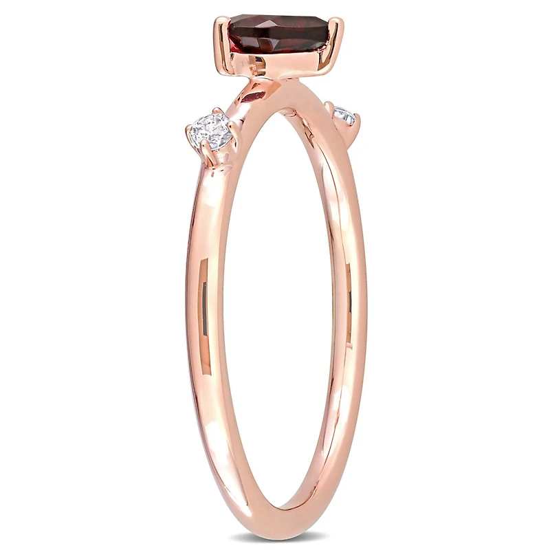 Julianna B 10K Rose Gold Garnet and White Topaz Heart Ring