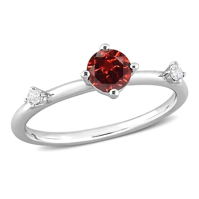 Julianna B Sterling Silver Garnet and White Topaz Ring
