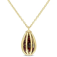 Julianna B Sterling Silver Yellow Plated Garnet Cage Pendant
