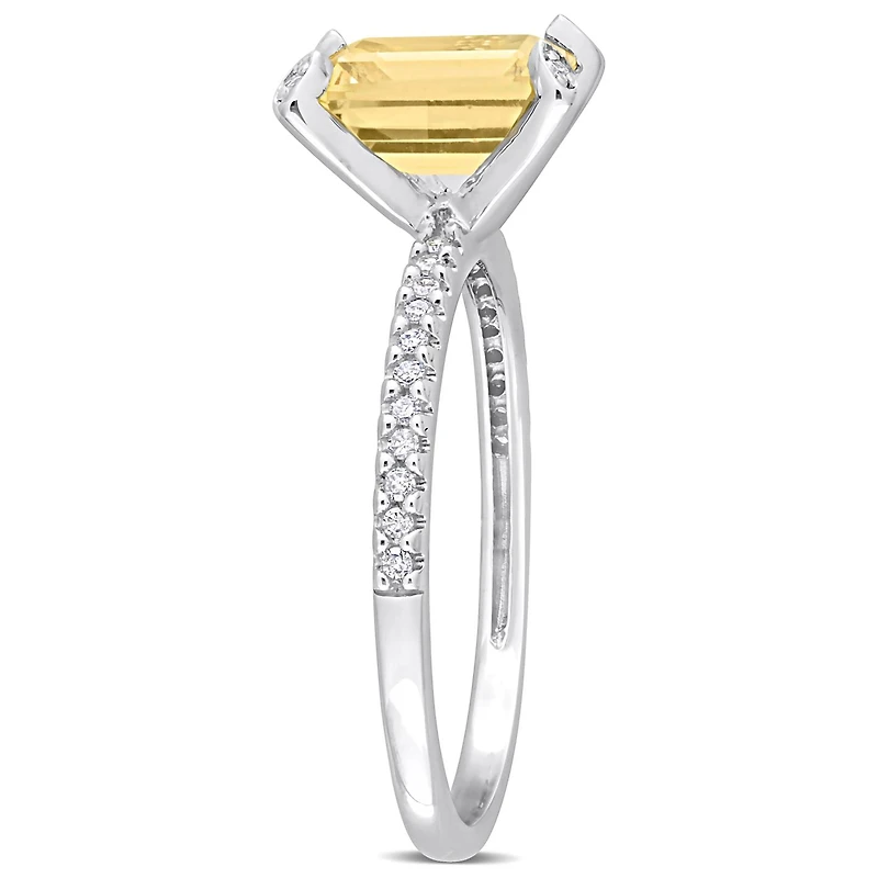 Julianna B 10K White Gold Citrine & Diamond Ring