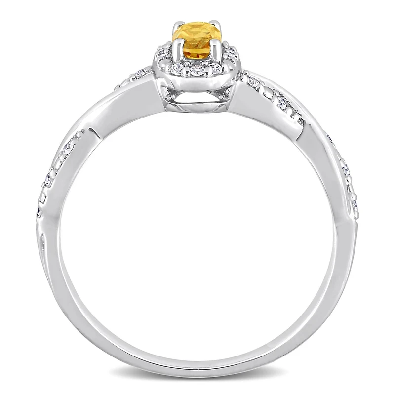 Julianna B Sterling Silver Citrine and Diamond Ring