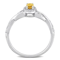 Julianna B Sterling Silver Citrine and Diamond Ring