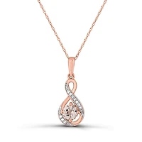 10K Rose Gold Morganite and Diamond Infinity 17" Pendant
