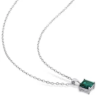 Julianna B Sterling Silver Created Emerald Pendant