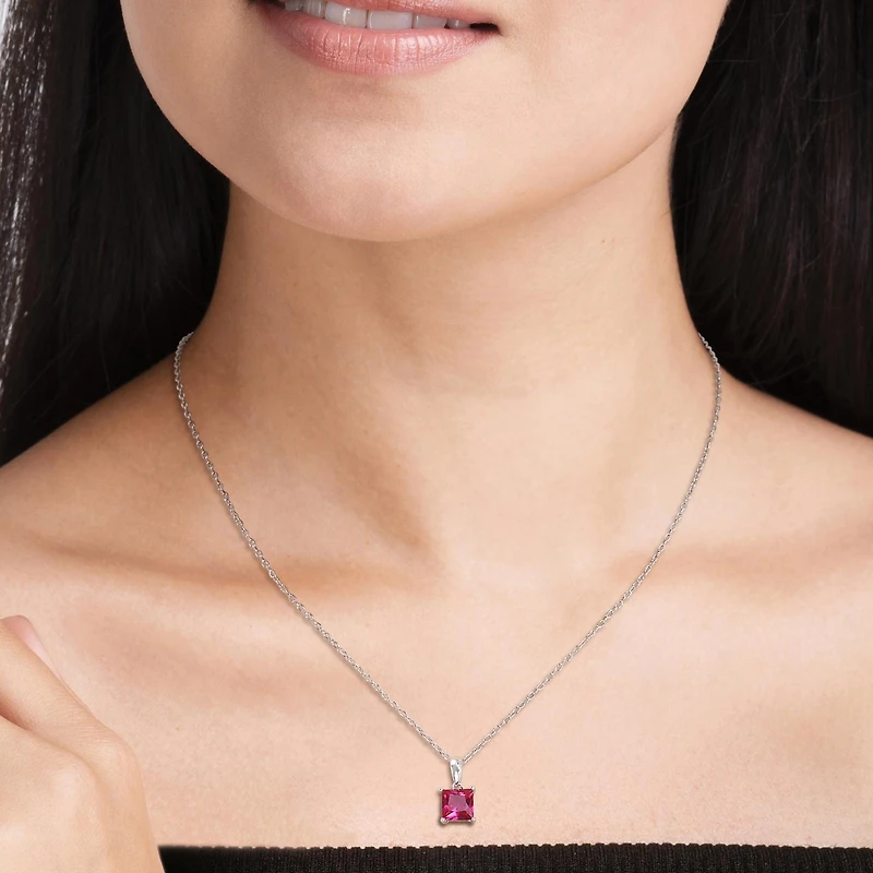 Julianna B Sterling Silver Created Ruby Pendant
