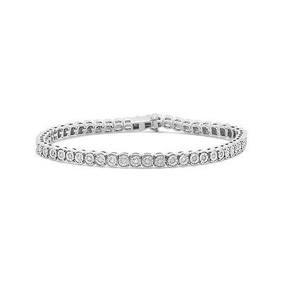 Sterling Silver 0.95CTW Diamond Tennis Bracelet