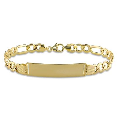 Julianna B 10K Yellow Gold 8" 8MM Figaro Link ID Bracelet