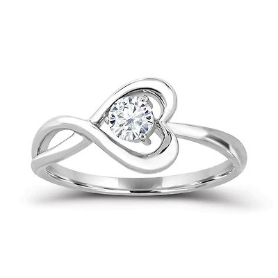 Sterling Silver White Topaz Infinity Heart Ring