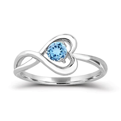 Sterling Silver Blue Topaz Infinity Heart Ring