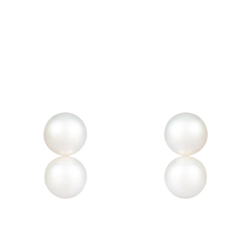 14K Yellow Gold 6-6.5mm Double Freshwater Pearl Earrings