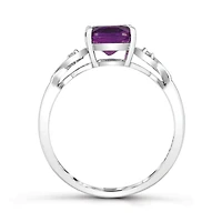 10K White Gold Amethyst and Diamond Infinity Ring