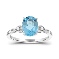 10K White Gold Swiss Blue Topaz and White Topaz Infinity Ring