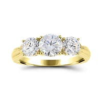 10K Yellow Gold Cubic Zirconia 3 Stone Anniversary Ring