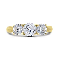 10K Yellow Gold Cubic Zirconia 3 Stone Anniversary Ring
