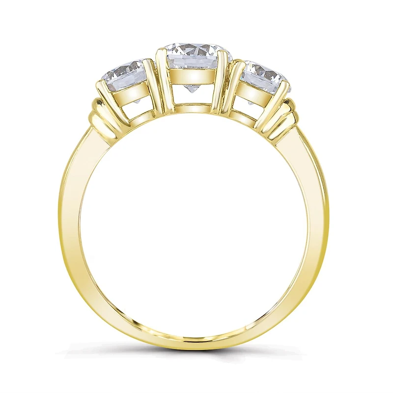 10K Yellow Gold Cubic Zirconia 3 Stone Anniversary Ring