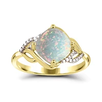10K Yellow Gold Opal and Diamond Ring