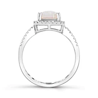 Sterling Silver Created Opal and Created White Sapphire Ring