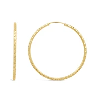 10K Yellow Gold Diamond Cut Hoop Earring