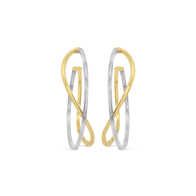 10K Yellow & White Gold Double Twisted Hoop Earring