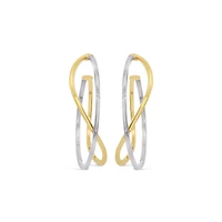 10K Yellow & White Gold Double Twisted Hoop Earring