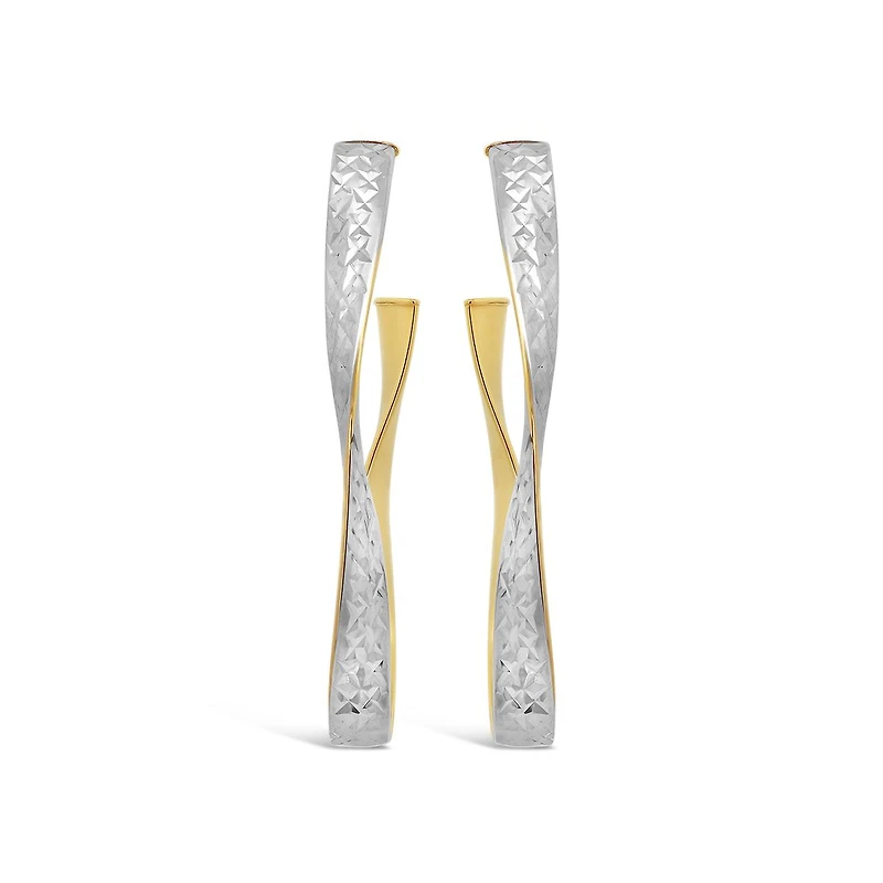 10K Yellow & White Gold Diamond Cut Drop Earring