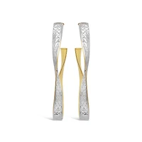 10K Yellow & White Gold Diamond Cut Drop Earring