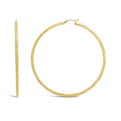 10K Yellow Gold 3x80mm Extra Large Hoop Earrings