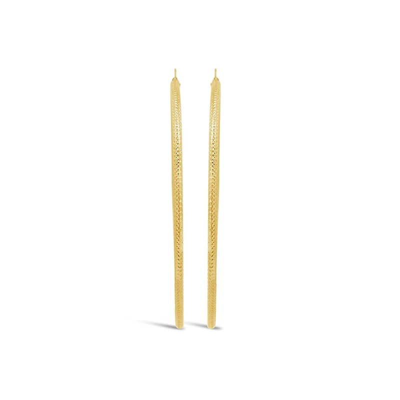 10K Yellow Gold 3x80mm Extra Large Hoop Earrings