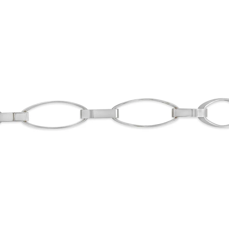 10K White Gold 7.5" Oval Paperclip Link Bracelet
