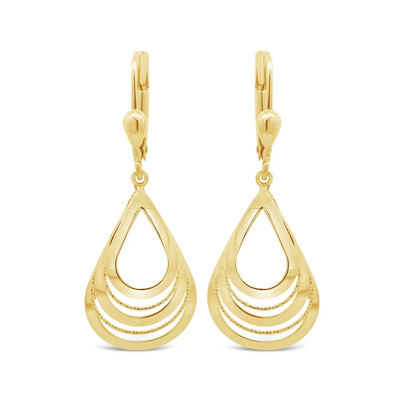 10K Yellow Gold Pear Tear Drop Earrings