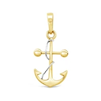 10K Yellow & White Gold Anchor Pendant (Chain Not Included)