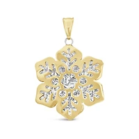 10K Yellow & White Gold Snowflake Pendant (Chain Not Included)