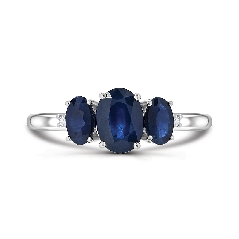 14K White Gold Sapphire & Diamond Ring