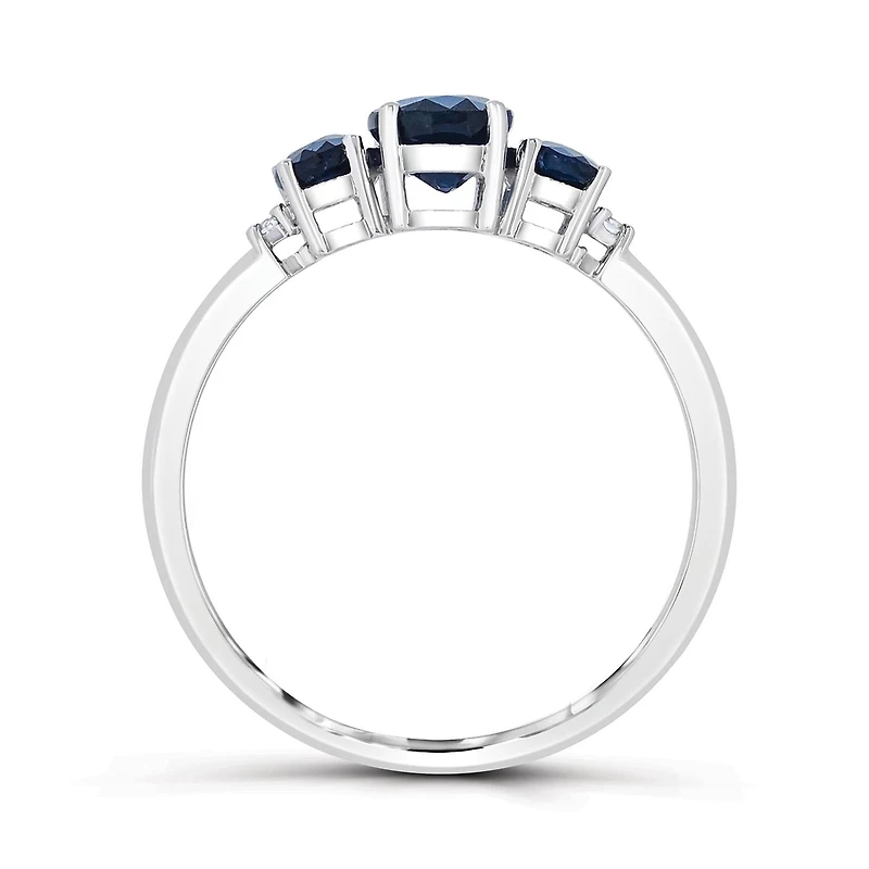 14K White Gold Sapphire & Diamond Ring