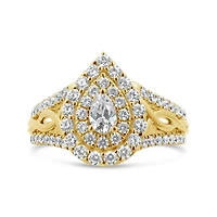 14K Yellow Gold 1.18CTW Pear Shaped Diamond Fashion Ring