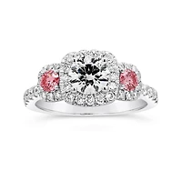 Jenny Packham 18K White Gold Lab Grown 1.75CTW White & Pink Diamond Bridal Ring