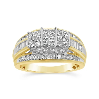 10K Yellow Gold 1.00CTW Princessa Diamond Ring