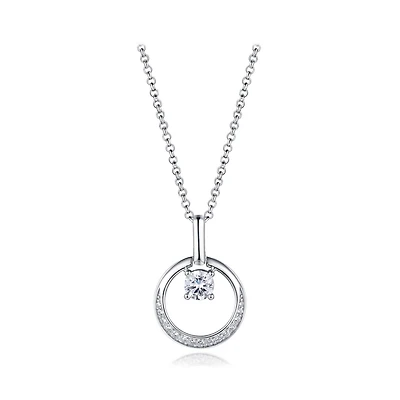 Sterling Silver Cubic Zirconia Circle 19" Pendant